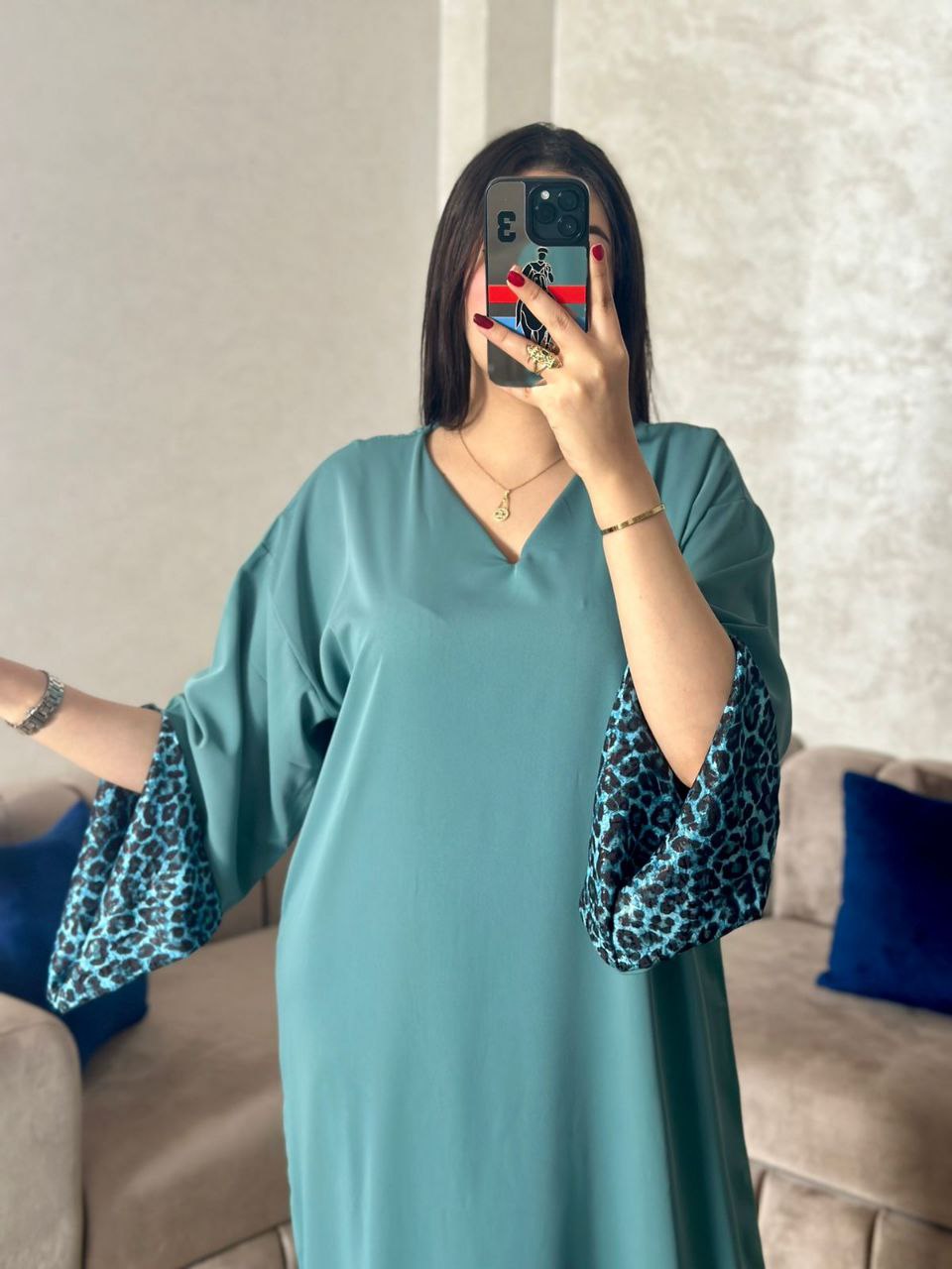 Appelzeegroen abaya 2 in 1